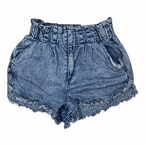 TGLA Women's Size Small Blue Paperbag High Rise Distressed Hem Shorts NWOT